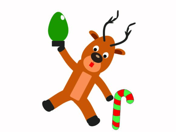 Christmas Reindeer with Green Decorative Graphics