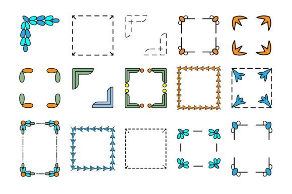Colorful Decorative Corner Frame Element Graphics
