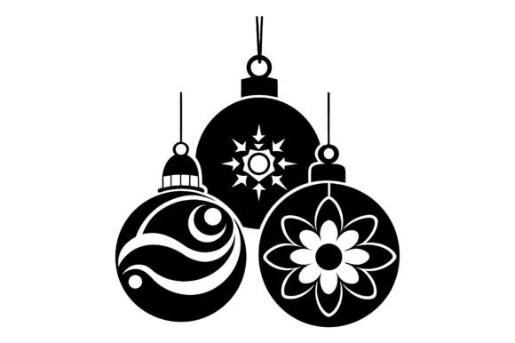 Decorative Baubles Black Silhouette: Graphics & Illustrations for Local Branding