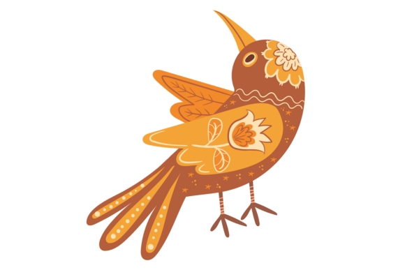 Decorative Bird in Folk Ethnic Style Graphics for Handmade Creators