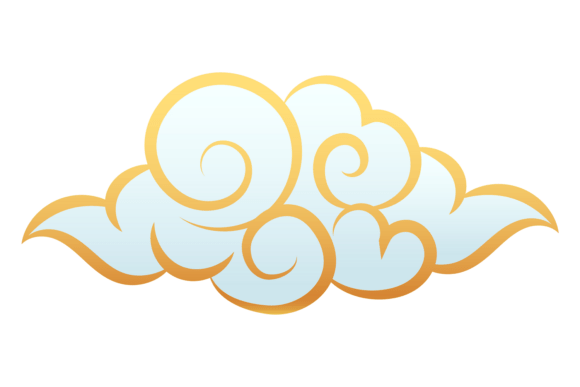 Decorative Cloud in Asian Drawing Style Graphics