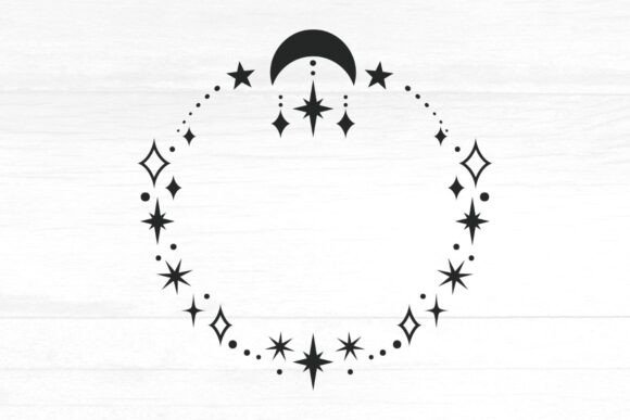 Decorative Crescent Stars Frame Border Graphics