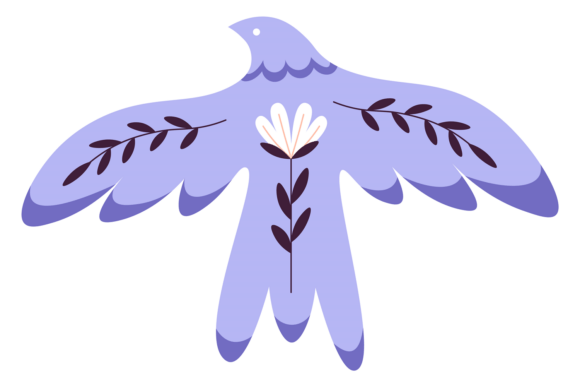 Floral Motif Bird Graphics for Branding and Marketing