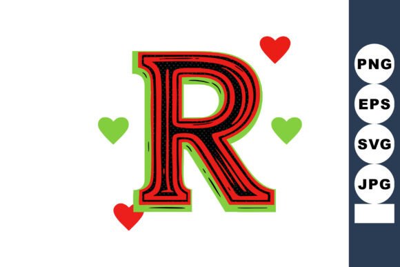Letter R Decorative Vintage Style with R Graphics
