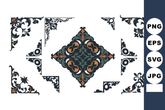 Ornate Vintage Decorative Corner and Cen Graphics