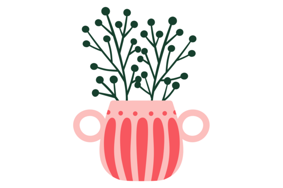Winter Botany Pot Graphics for Editorial and Web Design